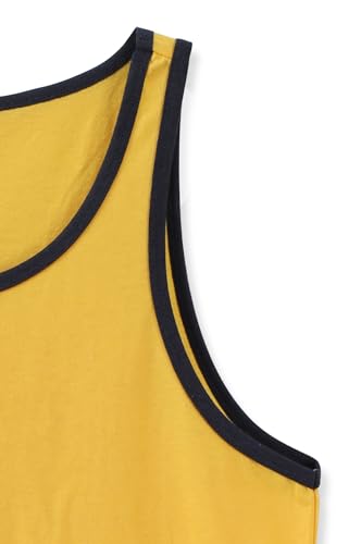 AIRDYNAM Mens Tank Top Soft Lightweight Gym Workout Beach Casual Sleeveless Muscle Shirts GOLD/NAVY M