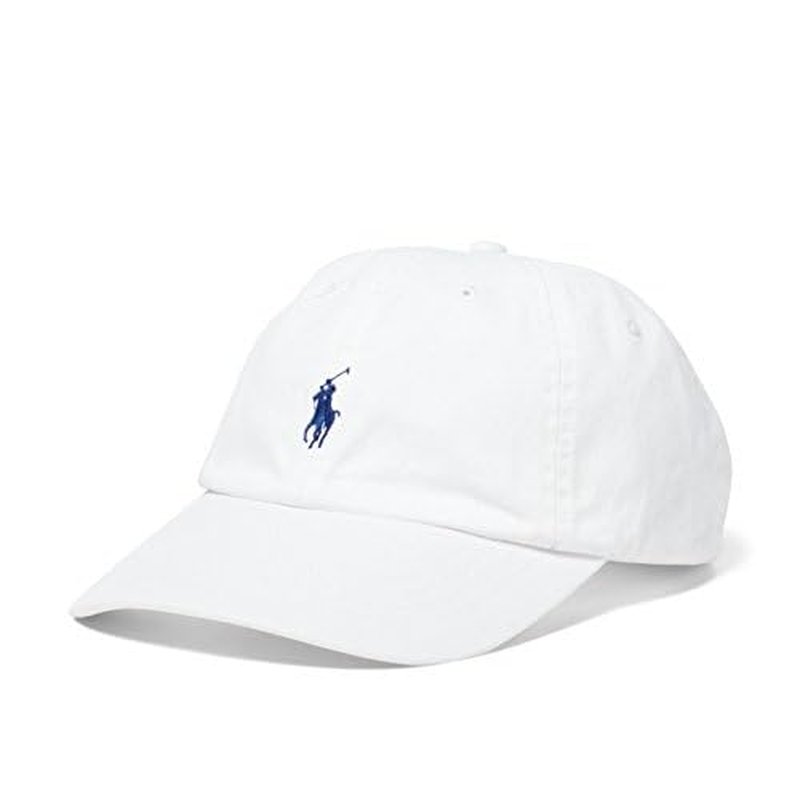 Polo Ralph Lauren Men`s Cotton Chino Baseball Cap (White(3007)/Navy/White, One Size)