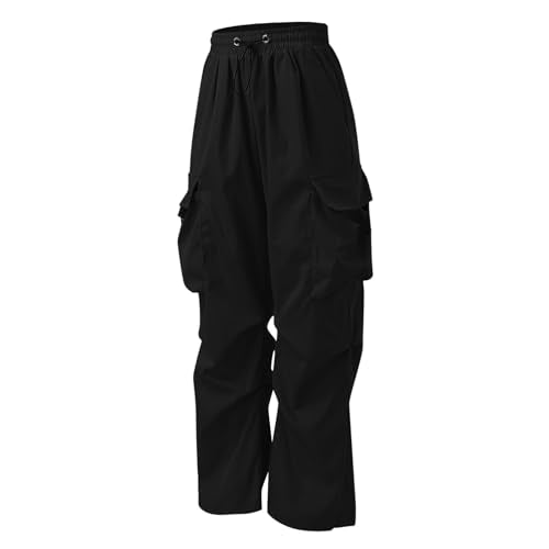 YWASYA work pants men,mens lounge pants with pockets,Cargo Pants for Men Baggy Parachute Pants Men Streetwear Y2K Joggers Drawstring Sweatpants Mens Lightweight Trousers