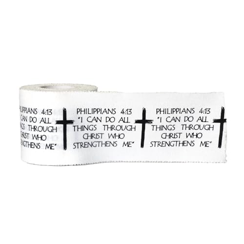 1pcs Cross Christian Sports Tape with Jesus Bible Verse, 2" X 23ft Cotton Wristbands for Basketball, Football, Soccer, Gymnasts, etc. for Protection or Injury Use