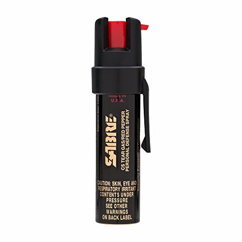 SABRE Advanced Pepper Spray for Self Defense, 3-in-1 Formula with Maximum Strength Pepper Spray, CS Military Tear Gas, UV Marking Dye, Fast Access Easy Carry Belt Clip, 35 Bursts, 0.67 fl oz