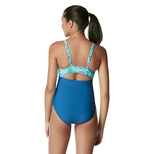 Speedo Women's Swimsuit One Piece Adjustable Square Neck Contemporary Cut