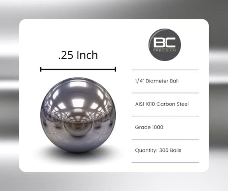 BC Precision 1/4 Inch Steel Slingshot Ammo - Precision Ground Solid Steel Balls for Hunting & Target Practice