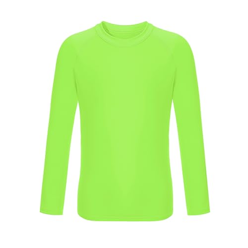Boys UPF 50+ Rash Guard Neon Shirt Quick Dry Swim Shirts Long Sleeve UV Sun Protection Shirt for Kids Teens