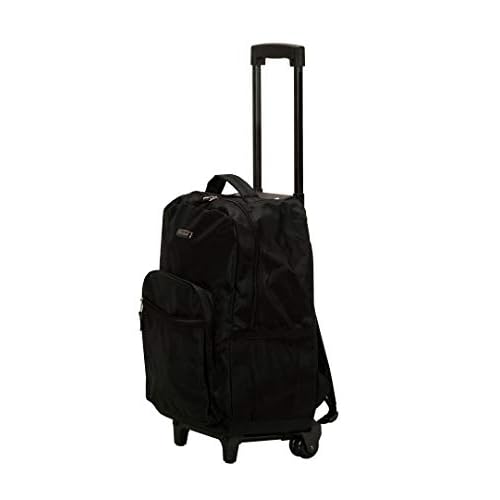 Rockland Double Handle Rolling Backpack, Black, 17-Inch