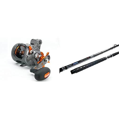 Okuma Cold Water Linecounter Trolling Reel CW-303D, Silver and Okuma Classic Pro GLT Copper/Lead core Trolling Rod (12- 27 Lbs), Black Bundle