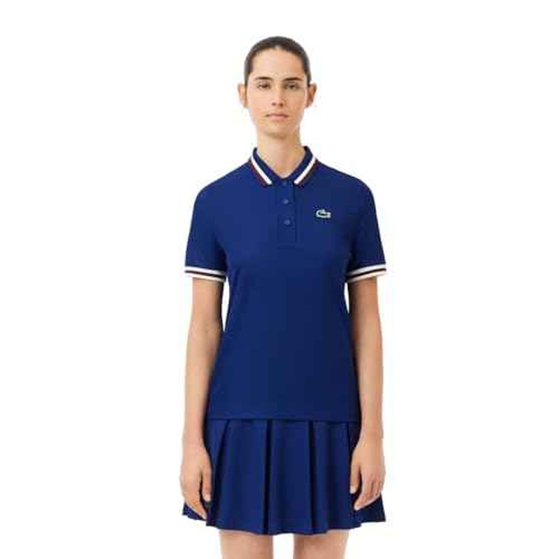 Lacoste Women's Sport Uv Protect Stripe Collar Tennis Polo Shirt