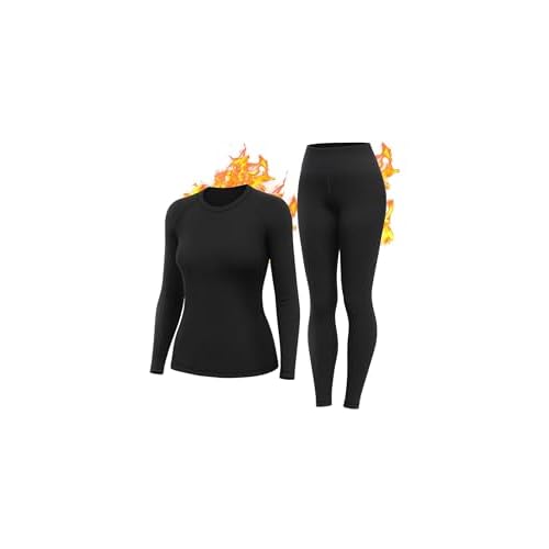 Thermal Underwear for Women Long Johns Set Fleece Lined Warm Base Layer Long Sleeve for Weather Top Bottom Winter