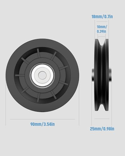 90mm/3.5" Universal Nylon Bearing Pulley Wheel Replace for Gym Equipment Part Cable Merchine, Wearproof Abration Bearing Pulley, Gym Equipment and Garage Door Pulley System