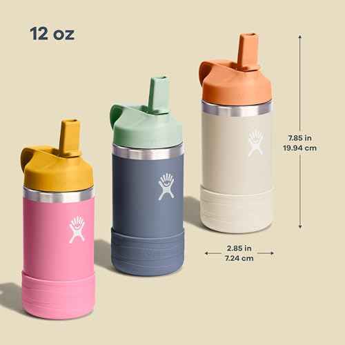 Hydro Flask Kids Water Bottle for School - Stainless Steel and Insulated with Straw Cap - 12 Oz in Seaspray Blue