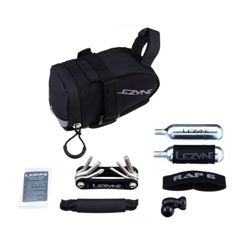 LEZYNE M-Caddy Bike Repair Kits with Medium Wedge-Shaped Saddle Bag for Long-Distance Riding | Choose Sport Kit or C02 Kit