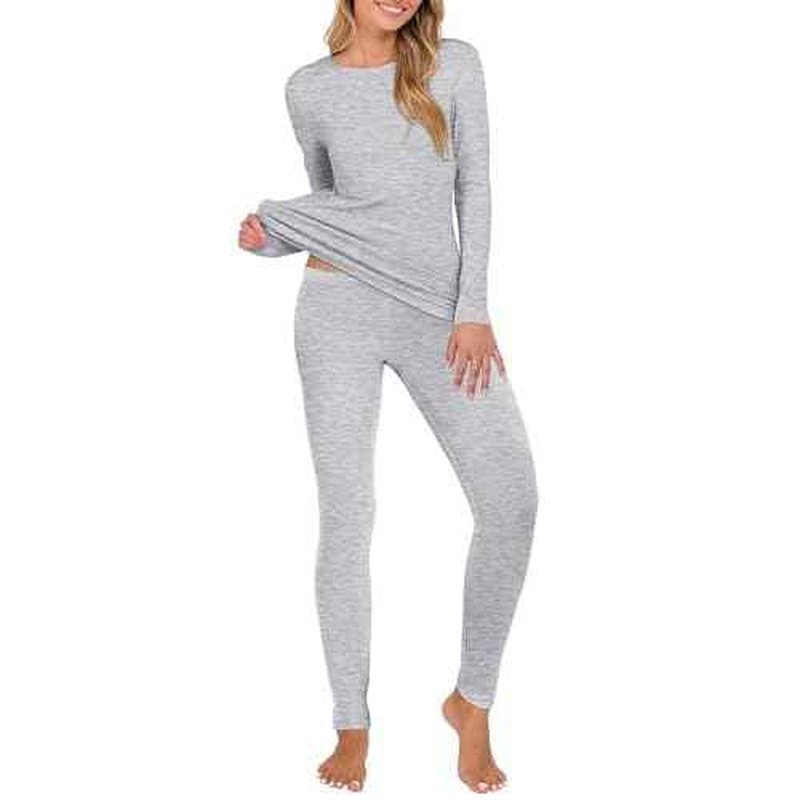 ANRABESS Thermal Underwear for Women Long Johns Fleece Lined Base Layer Pajama Set Cold Weather Top Bottom Winter Clothing