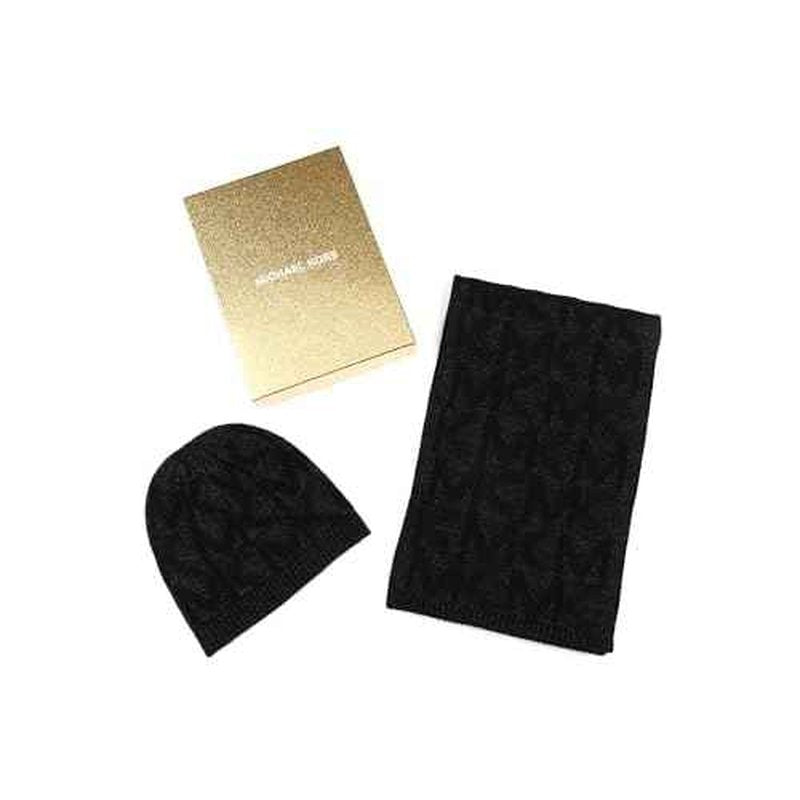 Michael Kors Womens Metallic Beanie & Scarf Set, Stylish & Warm Fashion Accessories for Cold Weather