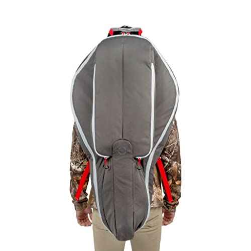 Allen Company Titan Krait Crossbow Case - Soft-Shell Design - Fits Scoped Narrow Limb Crossbows - Oversized Pockets for Bolts, Quivers, and More - Gray/Red - 37" x 19.5"