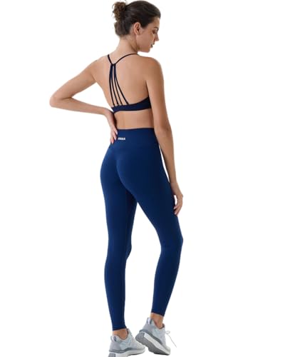 AUROLA Dream Marl Workout Leggings for Women Seamless Scrunch High Waist Gym Active Pants,M Deep Blue