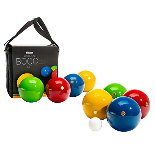 Franklin Sports Bocce Ball Set ? 8 Wooden Bocce Balls and 1 Pallino ? Beach, Backyard Lawn or Outdoor Party Game - Made in Italy