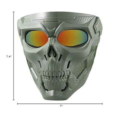 Airsoft Skull Full Face Protective Mask, Dual Mode Wear Design for Airsoft Paintball Outdoor Sport CS Game Adjustable Strap