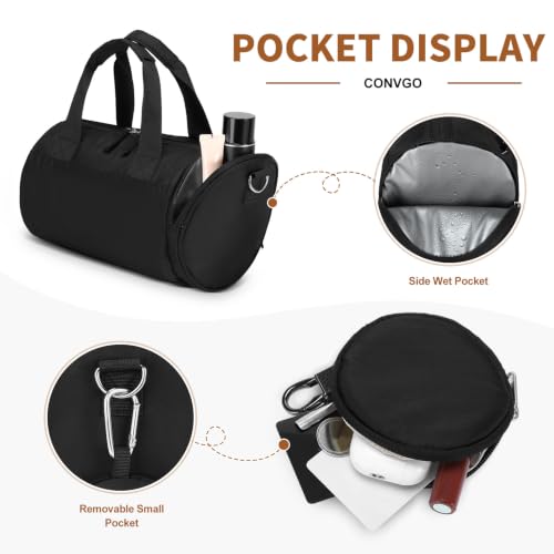 Convgo Small Black Gym & Travel Duffle Bag for Men & Women