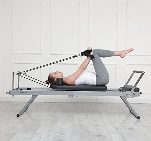 nexace Pilates Reformer Machine ,Foldable Pilates Machine Equipment for Home (Grey/blk)