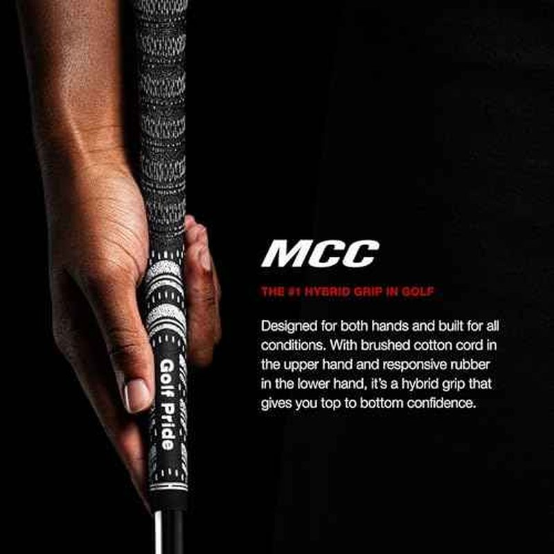 Golf Pride MCC Golf Club Grip - All-Weather Hybrid Grip - Brushed Cotton Cord & Pebbled Texture - Moisture-Wicking Technology - Grey/Red