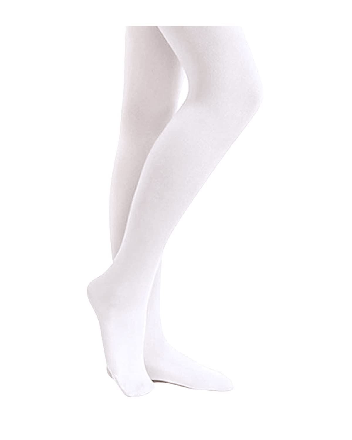 Stelle Girls' Ultra Soft Pro Dance Tight/Ballet Footed Tight(Toddler/Little Kid/Big Kid),WT,XL White