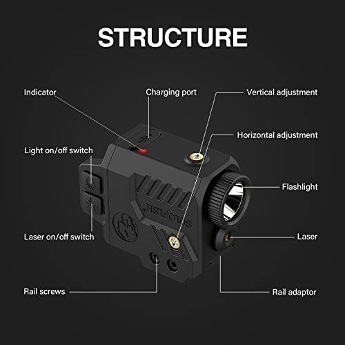 Solofish Pistol Laser Light Combo Red Green Laser Beams for Guns with Weaponlight Tactical Strobe Handgun Lights Laser Sight Compatible with Glock 19 Accessories