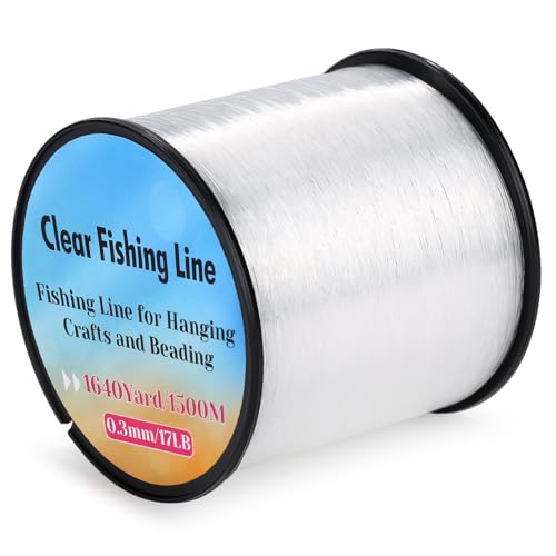 1640Yard/1500m Fishing Wire Nylon String Clear, Acejoz 0.3mm Fishing Line Invisible Hanging Wire Monofilament Line for Hanging Decorations Balloon Crafts