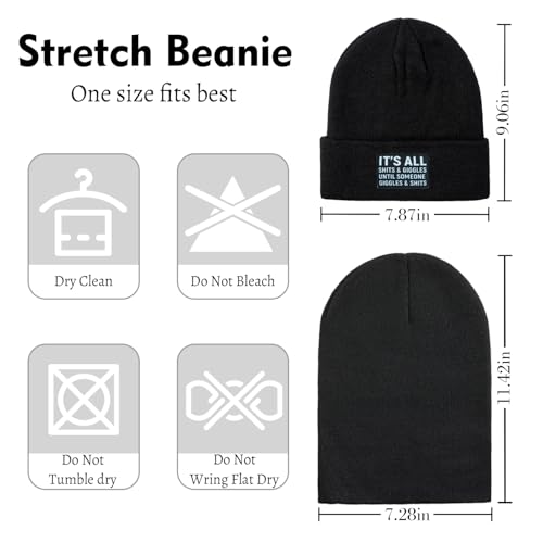 Funny Beanies Warm Knit Hats Fall Winter Black Hip Pop Knit Hat Cap for Women Men