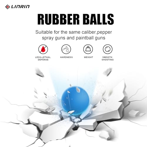 LinRui 100ct .68 Cal Paintballs for Reusable Training and Less Lethal Self Defense Balls, Paintballs .68 Caliber Ammo Rubber Projectile Fit for Byrna SD/T4E HDR/Paintball Guns （Goggle Included）