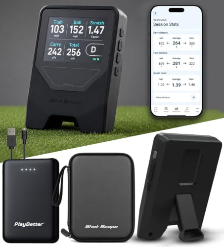 Shot Scope LM1 Portable Golf Launch Monitor with PlayBetter Bundle & Charger