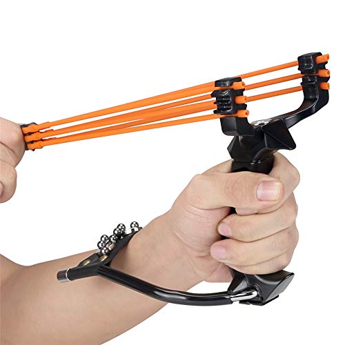 NISPOTDOR Slingshot, Slingshots for Adults Heavy Duty, Wrist Sling Shot for Adults Hunting, Professional Slingshots Kit with 100 Ammo Balls and 3 Rubber Bands