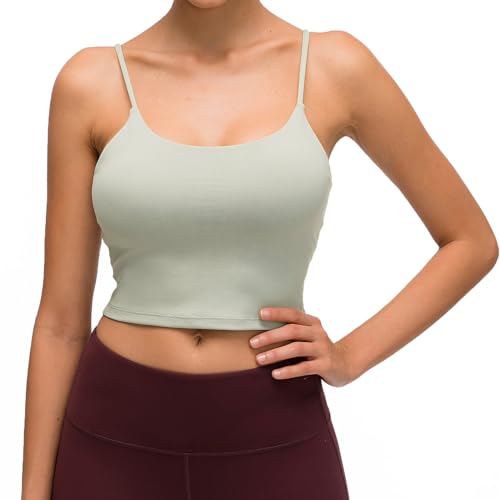 Lemedy Women Padded Sports Bra Fitness Workout Running Shirts Yoga Tank Top (M, Jasmine Green)