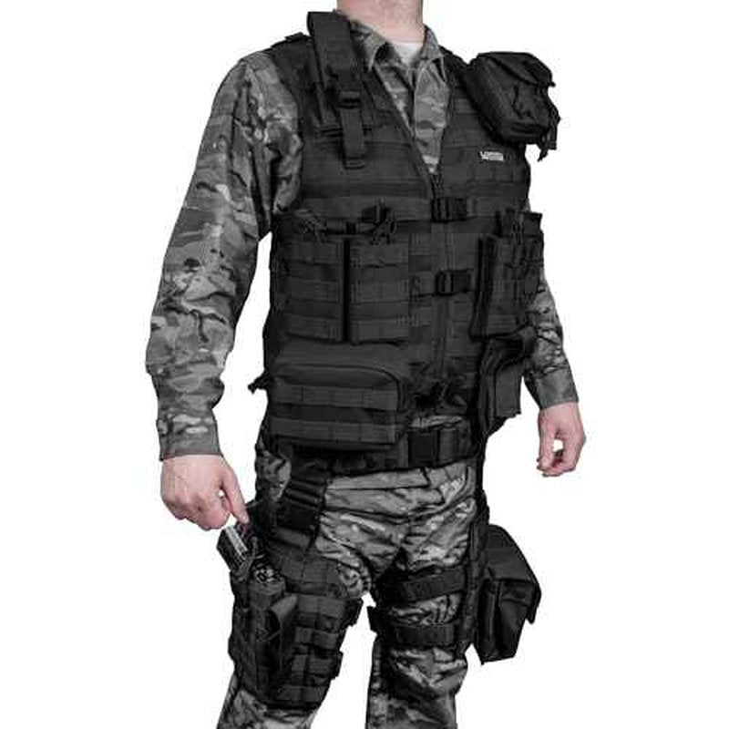 Barska Loaded Gear VX100 Tactical Airsoft Paintball Hunting Adjustable Vest Leg Platforms with Accessory Pouches & Attachment
