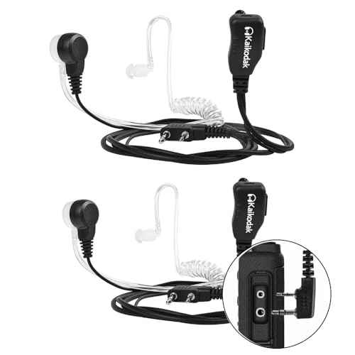 Two-Way Radio Earpiece with Mic Walkie Talkie Headset, Compatible with Kenwood Baofeng BTECH Retevis Wouxun Pxton (2 Pin Covert Air Acoustic Tube Headset)