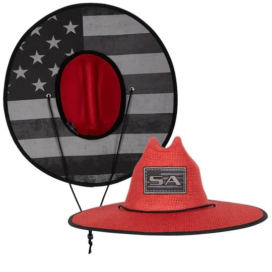 New Premium Keys Straw Hat for UV Sun Protection | UPF 50+ Sun Protection, Adjustable Drawstring, Universal Size | by SA Co. | Ideal for Beach, Fishing, Outdoor Activities | Blackout American Flag