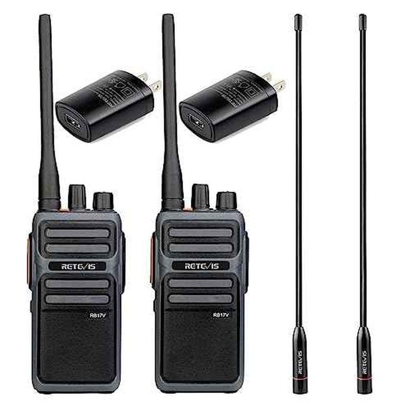 Retevis RB17V MURS Radios, Hunting Walkie Talkies Long Range,4400mAh Rechargeable Battery,SOS Alarm,2 Way Radios for Skiing Hiking Hunting(2 Pack) (with high gain Antenna)