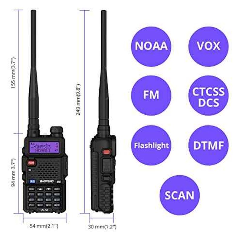 4 Pack BAOFENG UV-5X (UV-5G) GMRS Radio, Long Range Walkie Talkies with 2 Pcs 3800mAh Battery, Two Way Radio with Speaker Mic, GMRS Handheld Radio for Adults, Support Chirp & NOAA