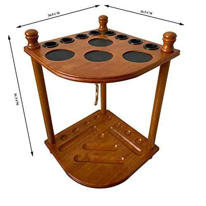 GACCO BILLIARDS Floor Pool Cue Rack Hold 8 Cue Sticks & Billiard Accessories. Corner Stand Pool Cue Holder Made of 100% Solid Hardwood. Provided Ball Rack Hook. CUE RACK ONLY (Classic Oak)