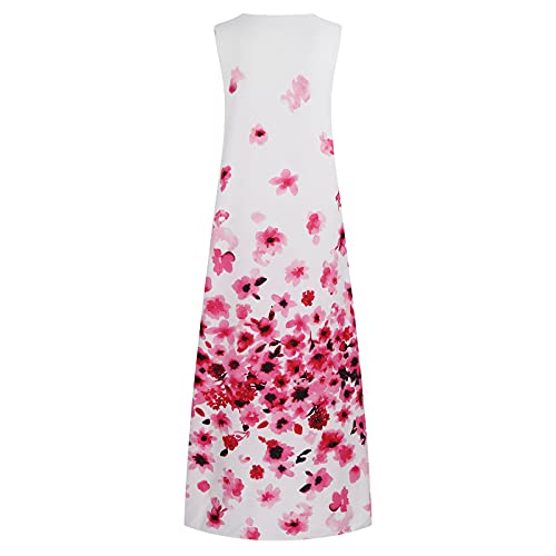 Prime of Day Deals Today 2024 My Orders Summer Dresses for Women 2024 Vacation Trendy Dresses Floral Printed V-Neck Long Dresses Loose Fit Casual Dresses Watermelon Red,M