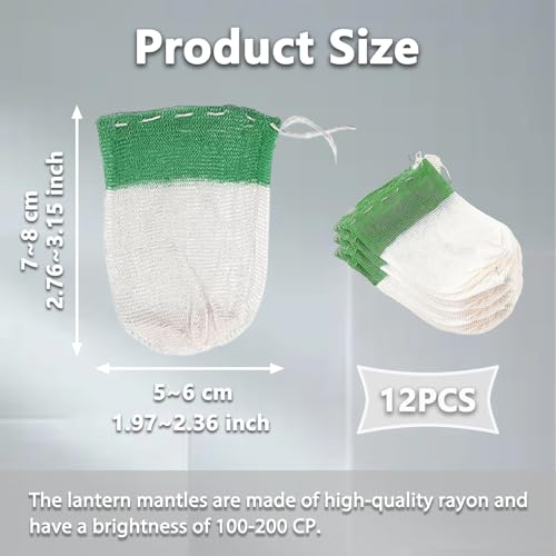 Lantern Mantles, Camping Lantern Mantles for Propane Lantern U Shape String Tie Mantles for Gas Lamp Mantles Gas Lantern Covers for Fueled Lighting for Outdoor Camping Lantern Natural - 12PCS