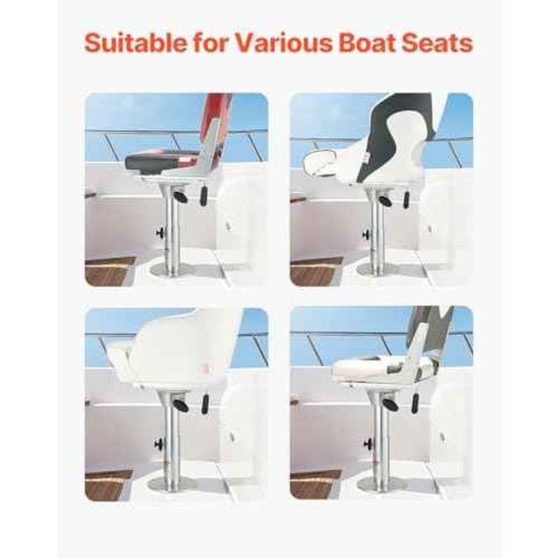 VEVOR Boat Seat Pedestal, Forward & Backward Sliding Adjustment, Aluminum Alloy Boat Chair Base with Slide, 5-inch Sliding Travel, Waterproof & Rust-resistant, Fit 2-7/8 Inch Diameter Pedestal Post