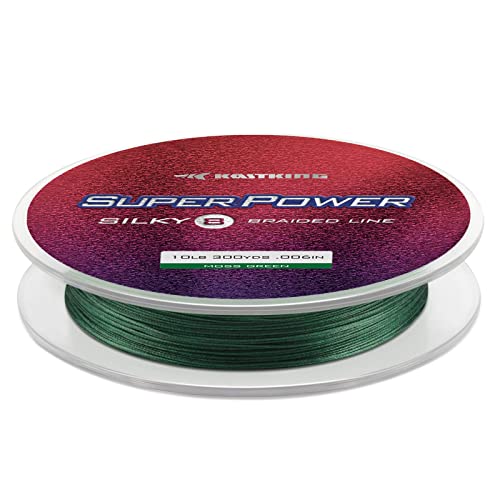 KastKing Superpower Silky8 Braided Fishing Line, Moss Green, 8 Strand, 6LB, 150Yds