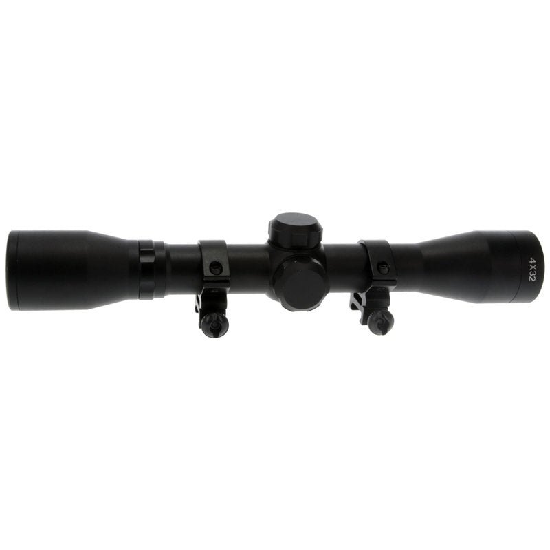 TRUGLO BUCKLINE Tactical Hunting Shooting Durable Waterproof Fogproof 1" Aluminum Tube Riflescope with Weaver-Style Mount Rings & Elastic Lens Covers Included, 4 x 32mm, Duplex Reticle