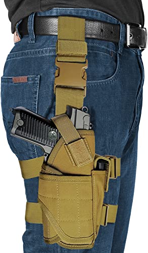 Molle Tactical Pistol Thigh Gun Holster, Drop Leg Holster, Right Hand Adjustable