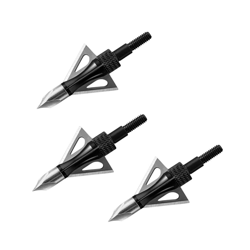 Hunting Broadheads, 3 Blades Archery Broadheads 100 Grain Screw-in Arrow Tips Compatible with Crossbow and Compound Bow