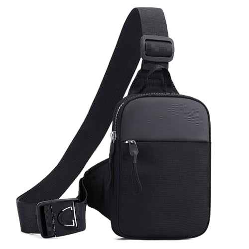 Crossbody Bag for Men Women Waterproof Sling Bag Casual Portable Chest Bag for Travel Workout Hiking Mini Sling Bag Black