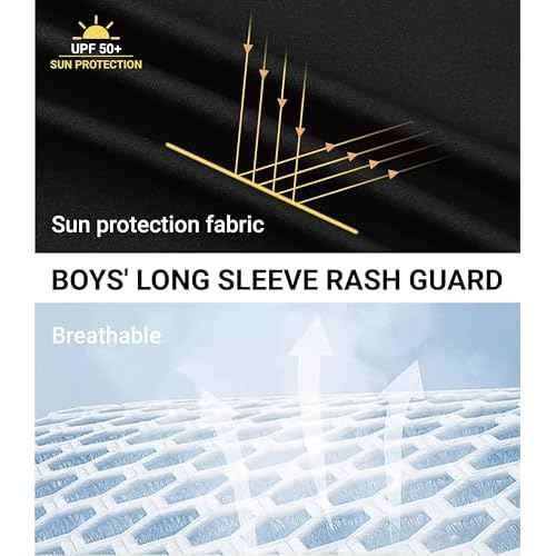 UPF 50+ Sun Shirts 5T to Youth Rash Guard for Boys and Kid Girls Long Sleeve UV Protection Sun Shirts