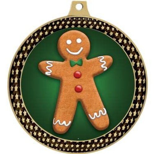 Gingerbread Man Starfire Medals and Trophies, 2.5" Gold Gingerbread Man Medal Awards, 5 Pack Prime