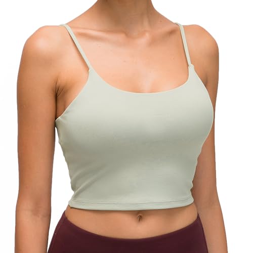 Lemedy Women Padded Sports Bra Fitness Workout Running Shirts Yoga Tank Top (M, Jasmine Green)