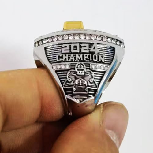 guancrown Fantasy Football Championship 2024 Ring Award Prize Sports Winner FFL Champion Ring (size 8, ring with box)